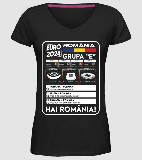 Fotbal Calendar Euro 2024 model negru pe tricou