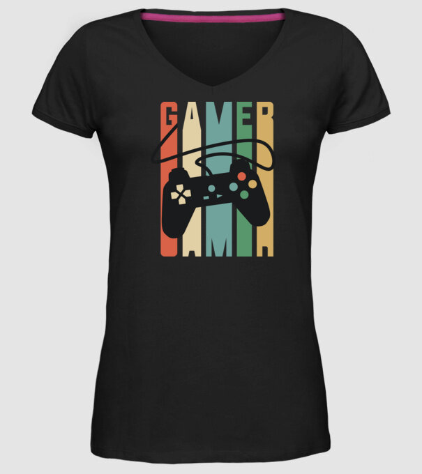 Gamer Controller model negru pe tricou