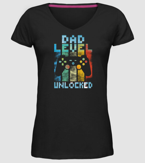 Gamer Dad level unlocked model negru pe tricou