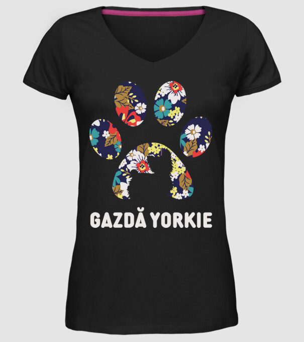 Gazdă Yorkie model negru pe tricou
