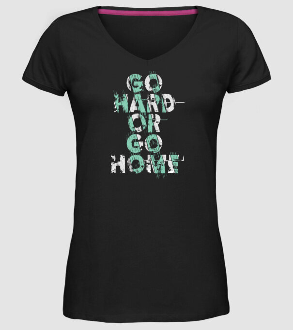 Go Hard or Go Home model negru pe tricou