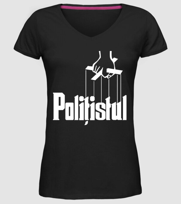Polițistul model negru pe tricou