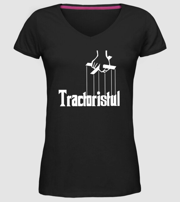 Tractoristul model negru pe tricou