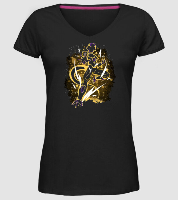 golden freeza dragonball model negru pe tricou