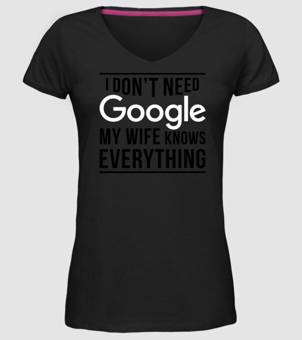 Google wife model negru pe tricou