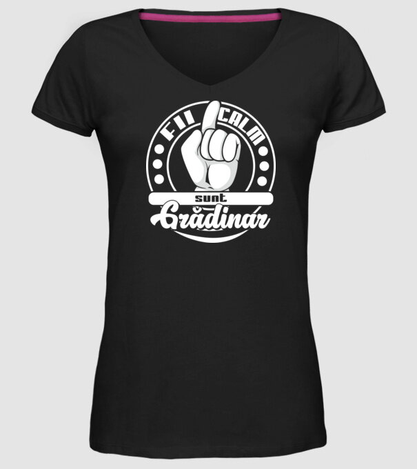 grădinar model negru pe tricou