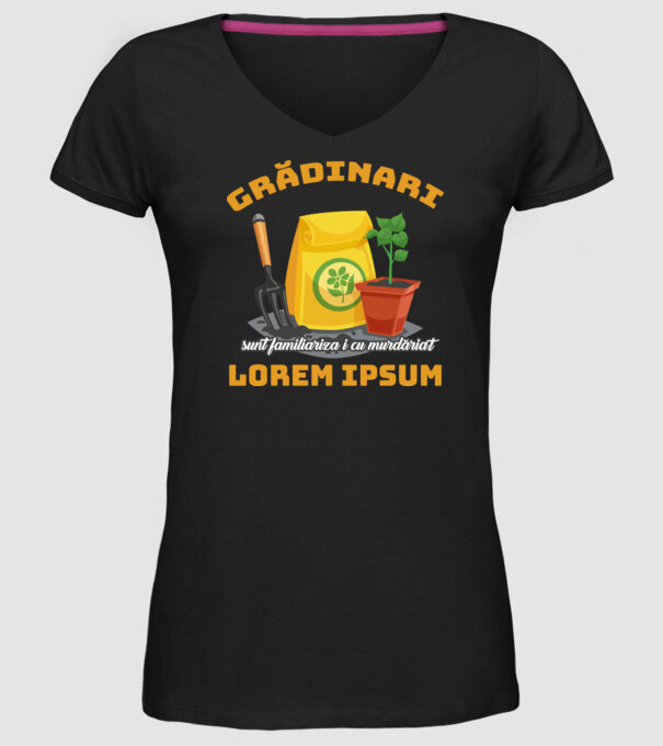 Grădinari model negru pe tricou