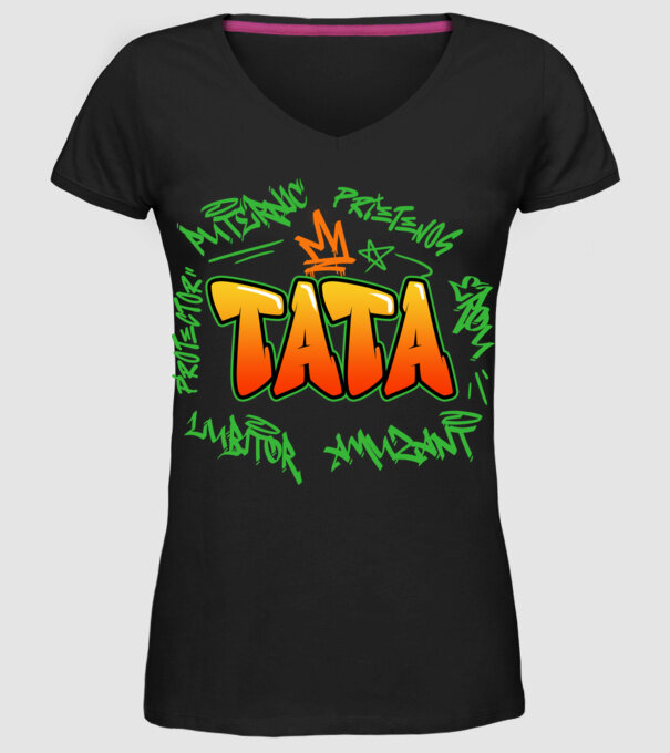 Graffiti tata model negru pe tricou