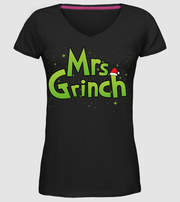 Grinch Family Mrs Grinch model negru pe tricou