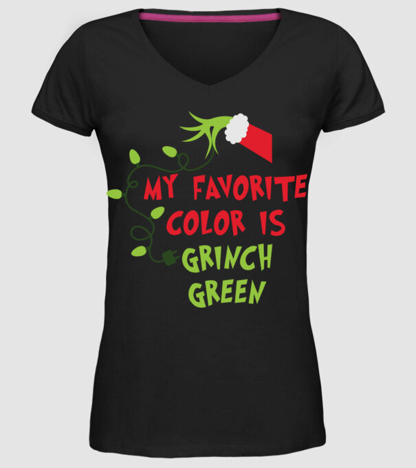 Grinch Green model negru pe tricou