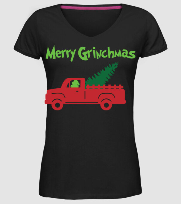 Grinchmas truck model negru pe tricou