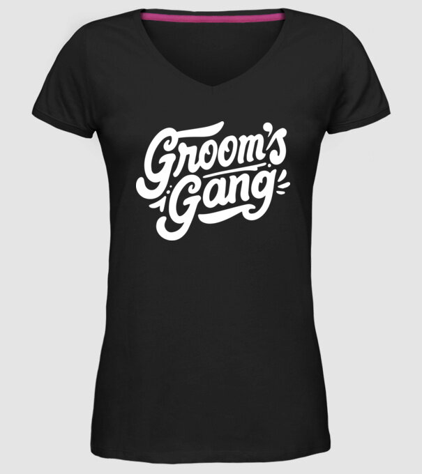 Grooms Gang model negru pe tricou