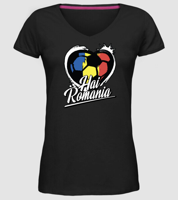Hai romania heart model negru pe tricou