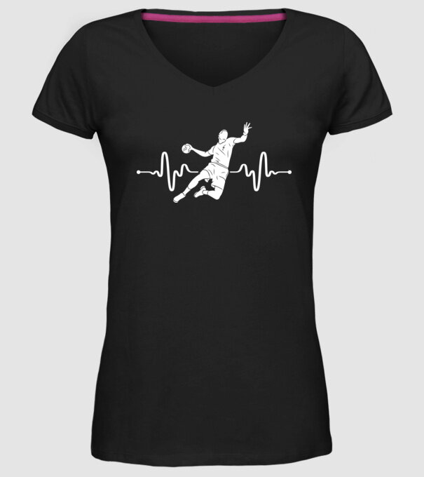handball heartbeat model negru pe tricou