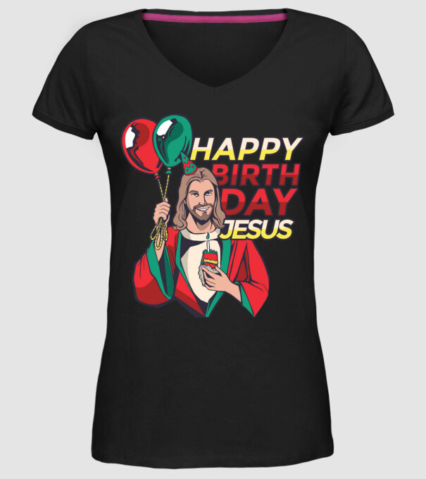 Happy Birtday Jesus! model negru pe tricou