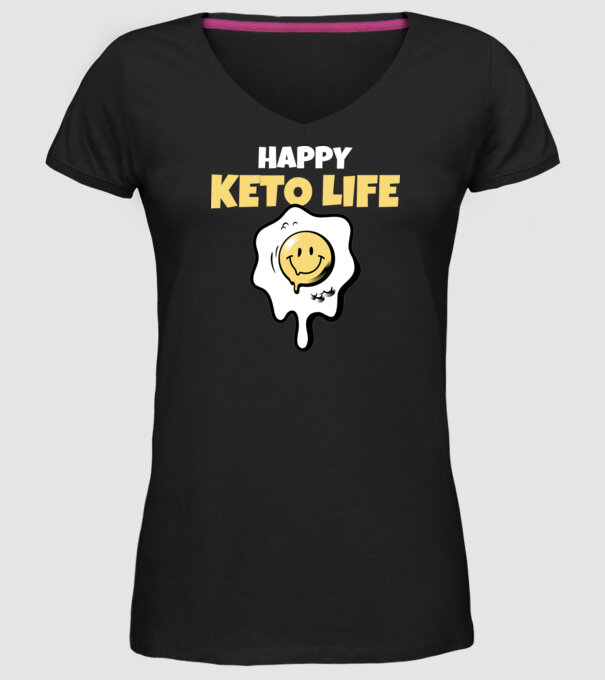 HAPPY KETO LIFE model negru pe tricou