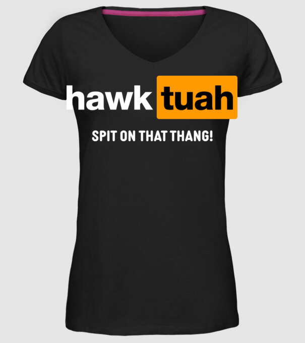 hawk tuah pornhub mix model negru pe tricou