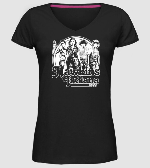 hawkins indiana stranger things2 model negru pe tricou