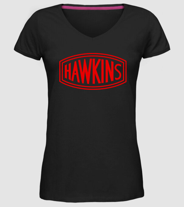 hawkins stranger things model negru pe tricou