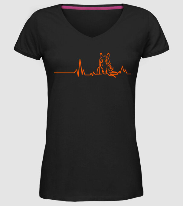 heartbeat cu cal model negru pe tricou