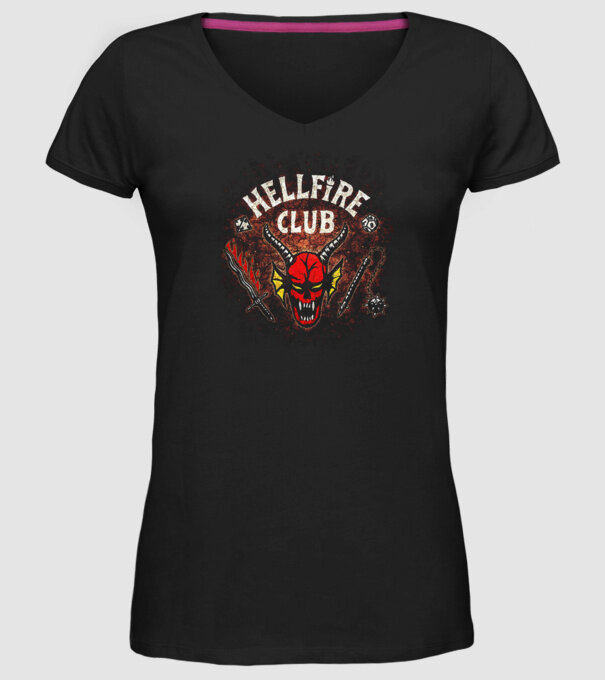 hellfire club stranger things model negru pe tricou