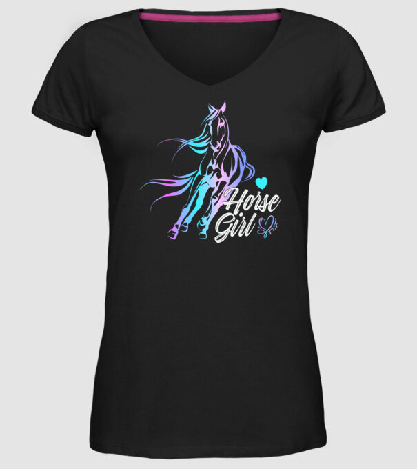 Horse girl 2 model negru pe tricou
