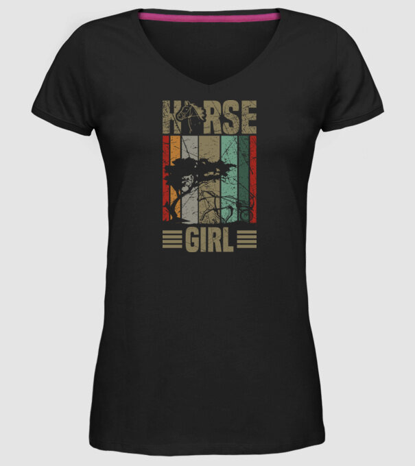 Horse girl model negru pe tricou