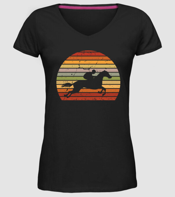 horse race model negru pe tricou