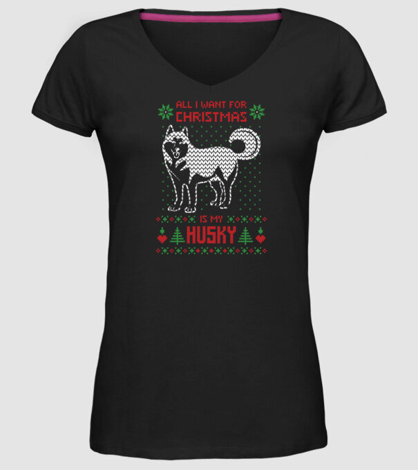 Husky model negru pe tricou