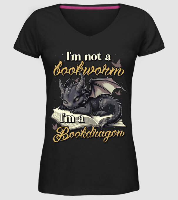 I am not a bookworm i am a bookdragon model negru pe tricou