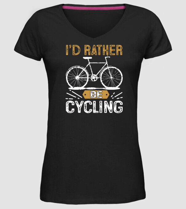 I'd rather be cycling model negru pe tricou