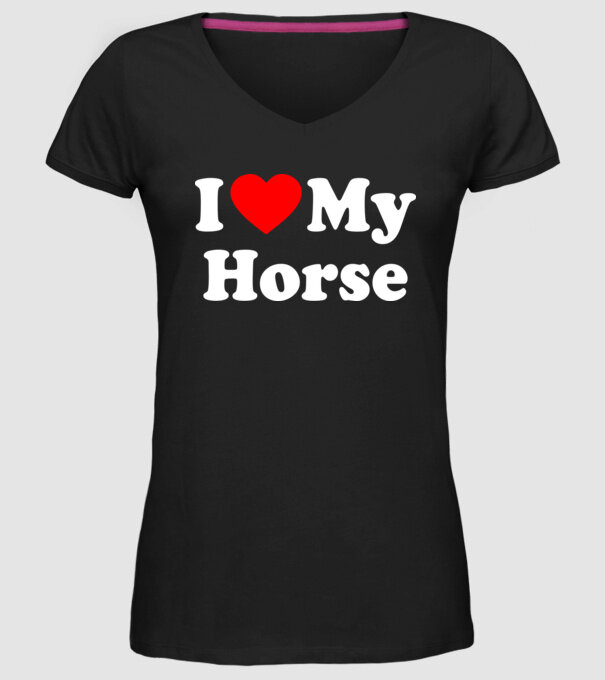 i ove my horse model negru pe tricou