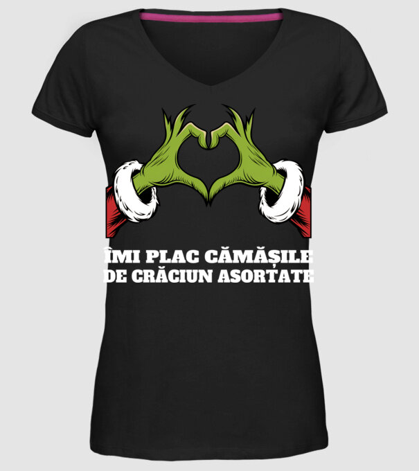Îmi plac cămășile de crăciun asortate negru model negru pe tricou