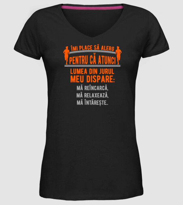 îmi place să alerg pentru că atunci lumea din jurul meu dispare: mă reîncarcă, mă relaxează, mă întărește.. model negru pe tricou