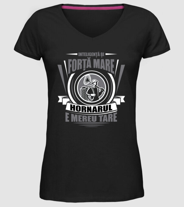 Inteligență și forță mare, hornarul e mereu tare model negru pe tricou