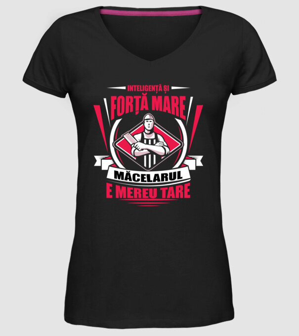 Inteligență și forță mare, măcelarul e mereu tare model negru pe tricou