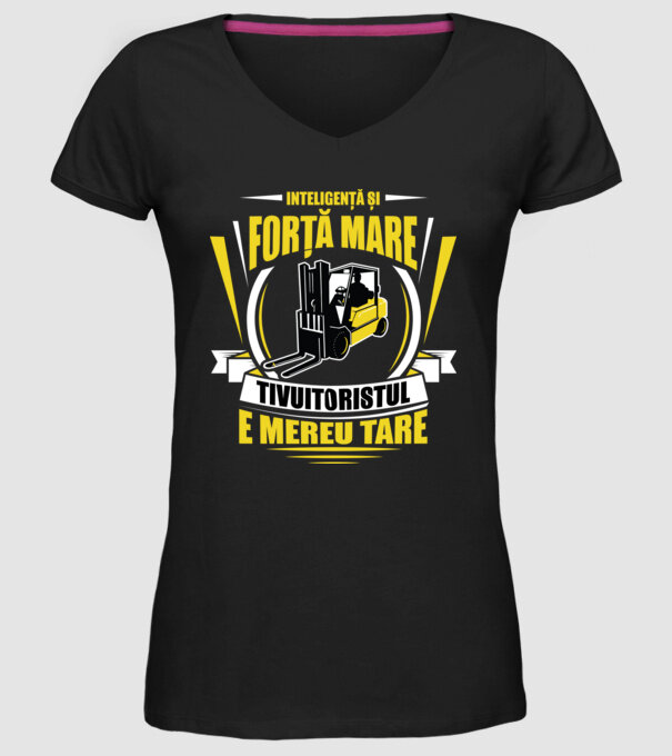 Inteligență și forță mare, stivuitoristul e mereu tare model negru pe tricou
