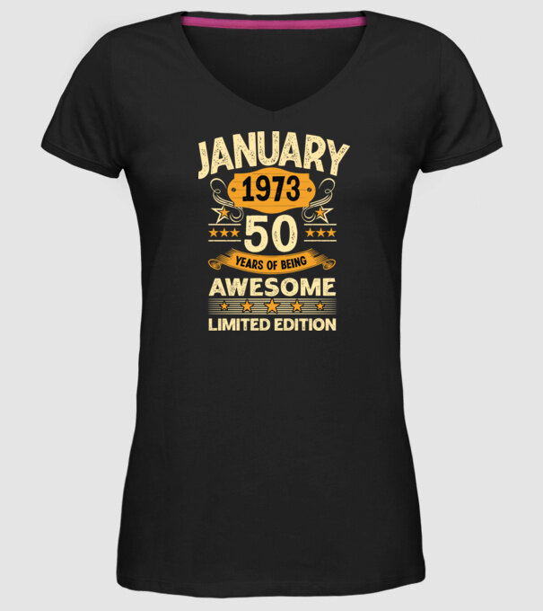 January 1973 50 years of being limited edition model negru pe tricou