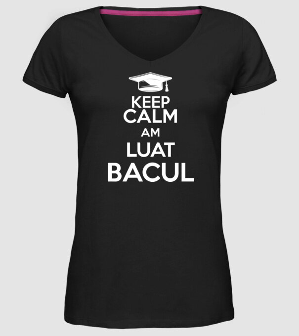 Keep calm, am luat bacul model negru pe tricou