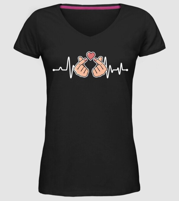 Kpop heartbeat model negru pe tricou