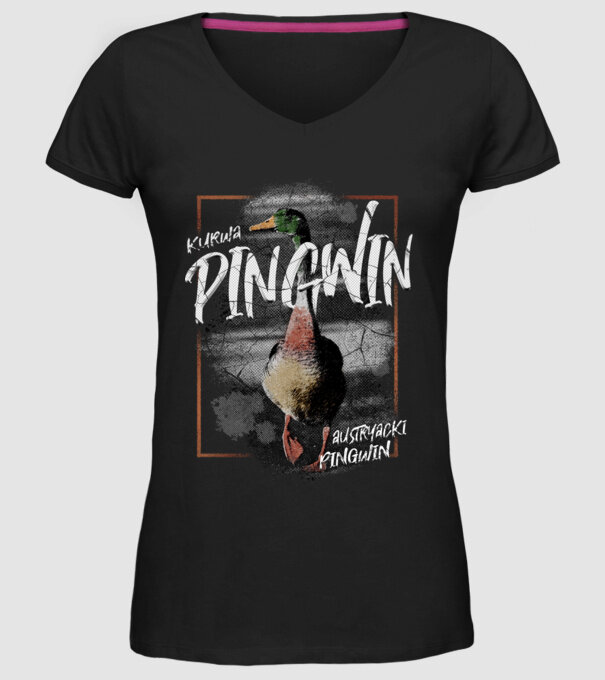 Kurwa pingwin model negru pe tricou