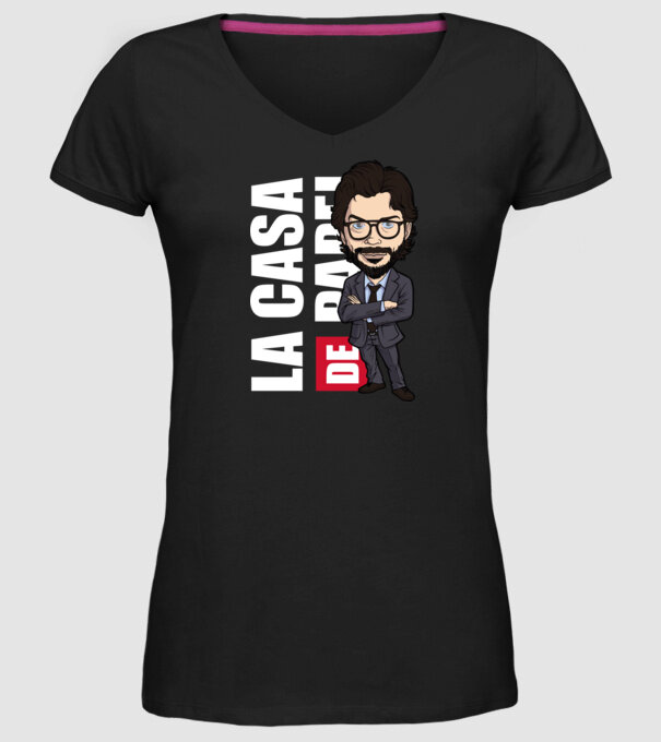 la cas de papel professor model negru pe tricou