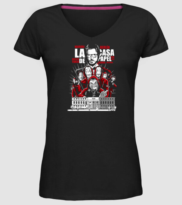 la casa de papel family model negru pe tricou