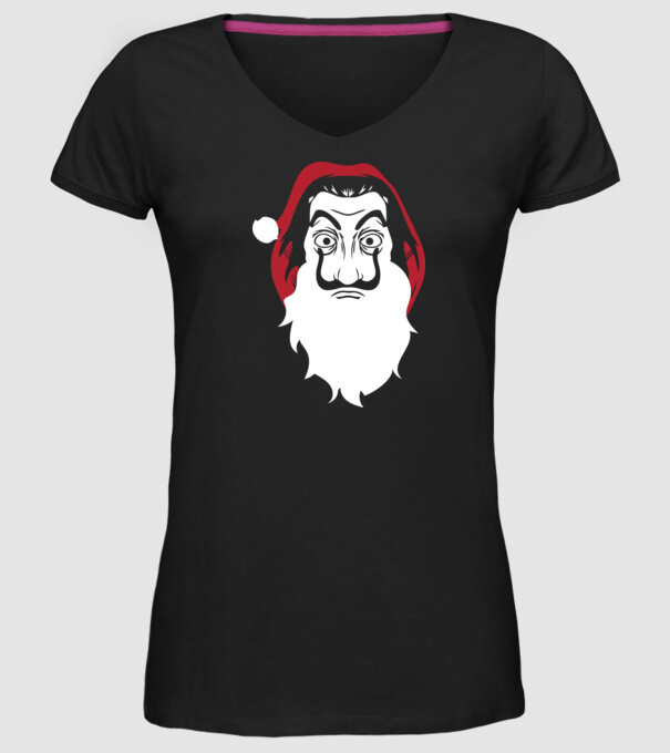 la casa de papel santa model negru pe tricou