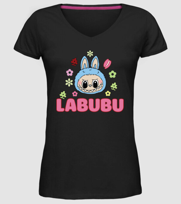 Labubu model negru pe tricou