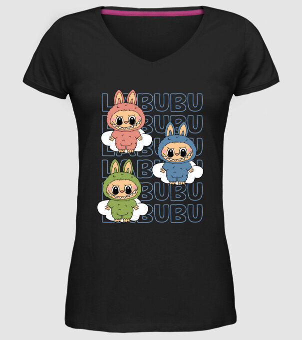 LABUBU model negru pe tricou