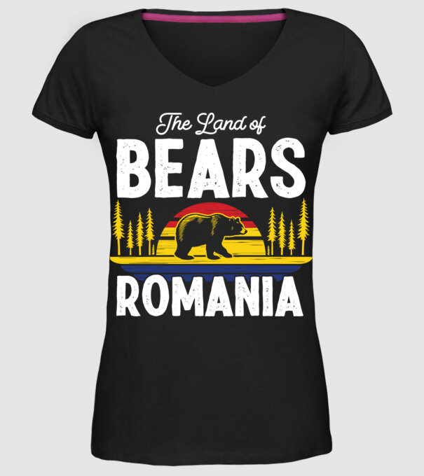 Land of Bears model negru pe tricou
