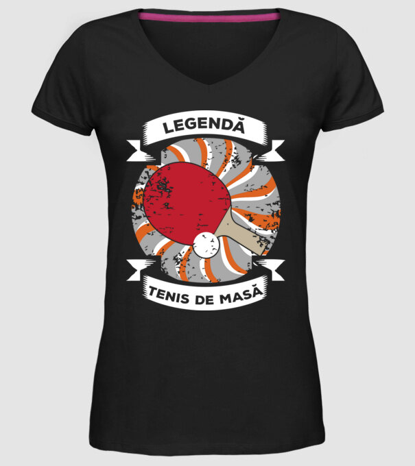 Legendă tenis de masă model negru pe tricou