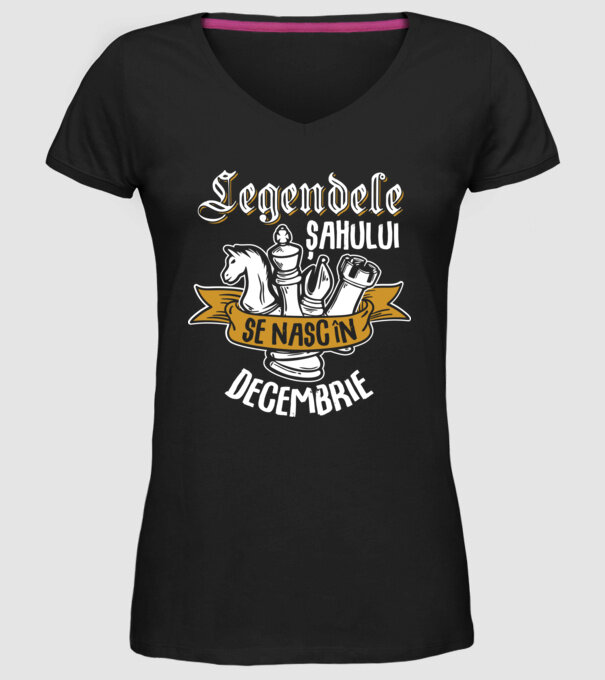 Legendele șahului se nasc în decembrie model negru pe tricou