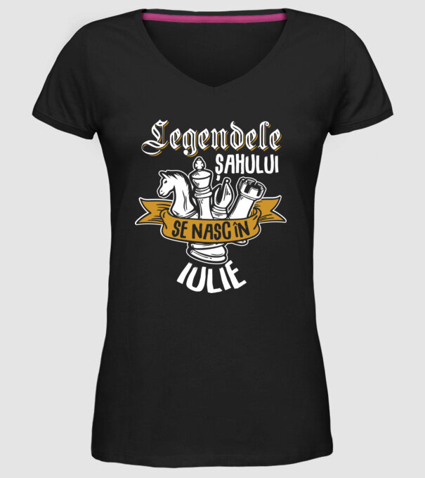 Legendele șahului se nasc în iulie model negru pe tricou